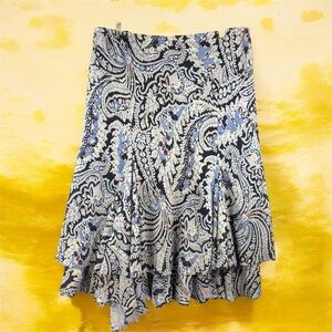 Chaps Chiffon Paisley Print Asymmetrical Skirt Sz Large 34” Waist VTG 90s Y2K